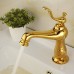 Fashionable Chrome-plated Brass Bathroom Basin Faucet - Golden - B079ZSNWKK